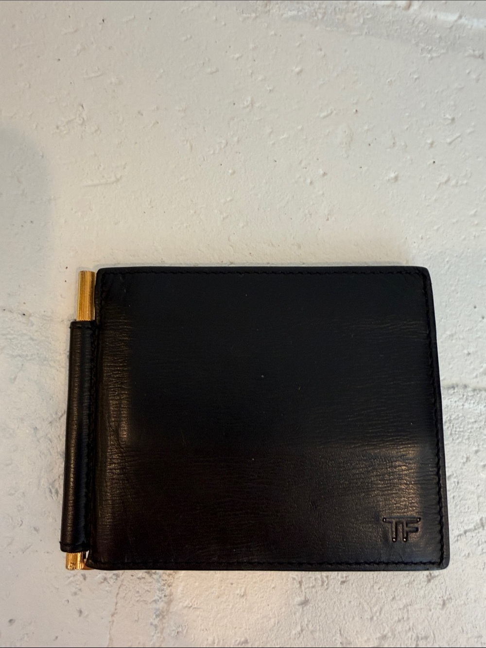 Tom Ford Black Leather Wallet with Gold-Tone Money Clip
